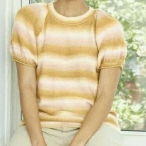 NWT Universal Thread Yellow/gold and purple short sleeve striped sweater sz Med